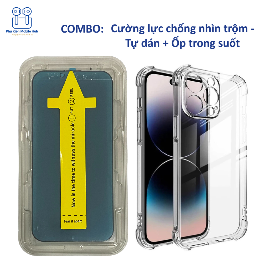 Cường Lực Chống Nhìn Trộm – Kính Cường Lực iPhone – Khung Tự Dán Nhanh – Cảm Ứng Nhạy