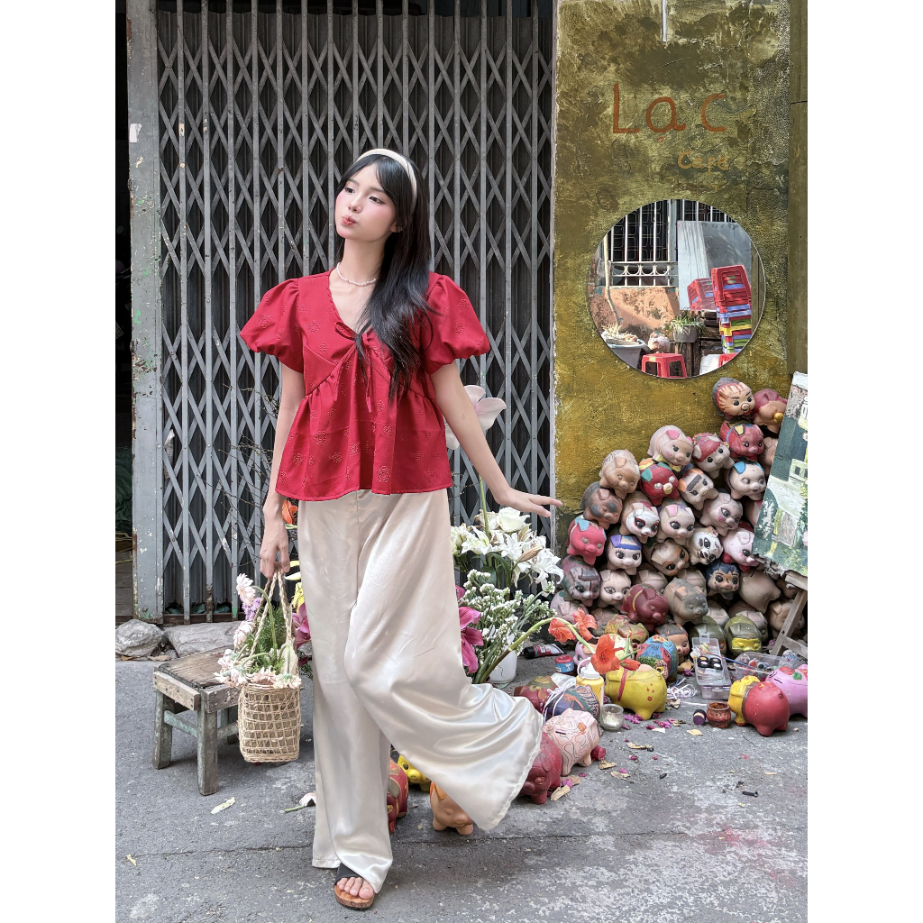 (CÓ BIGSIZE) Áo babydoll tay phồng cổ tym xinh xắn_ MINA Babydoll