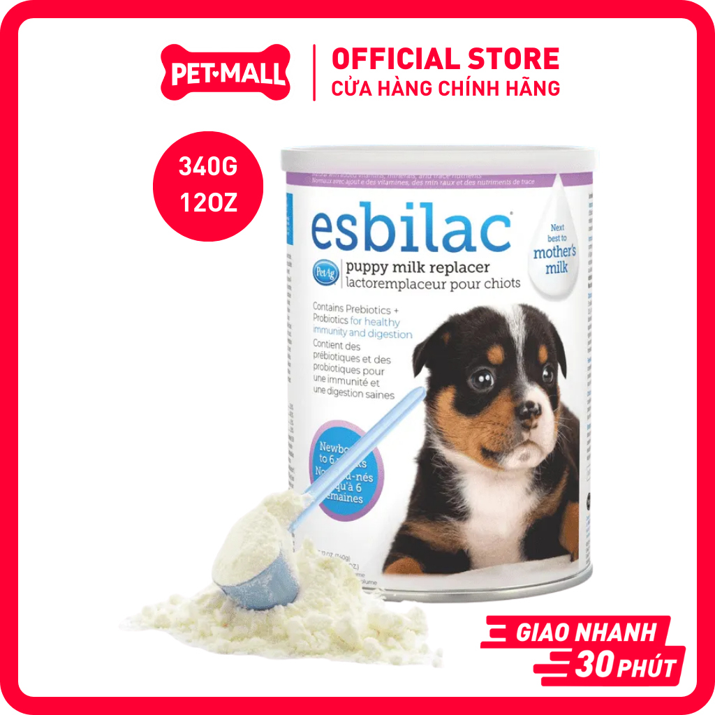 Sữa Bột Cho Chó Con Sơ Sinh PETAG ESBILAC POWDER 340G Puppy Milk Replacer, Hỗ Trợ Tiêu Hóa Petmall