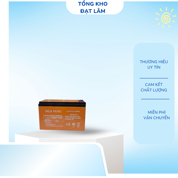 12V-10ah (Ăc quy loa kéo, bình phun , lưu điện cửa cuốn, xe điện trẻ em mùa vàng) ( vàng )