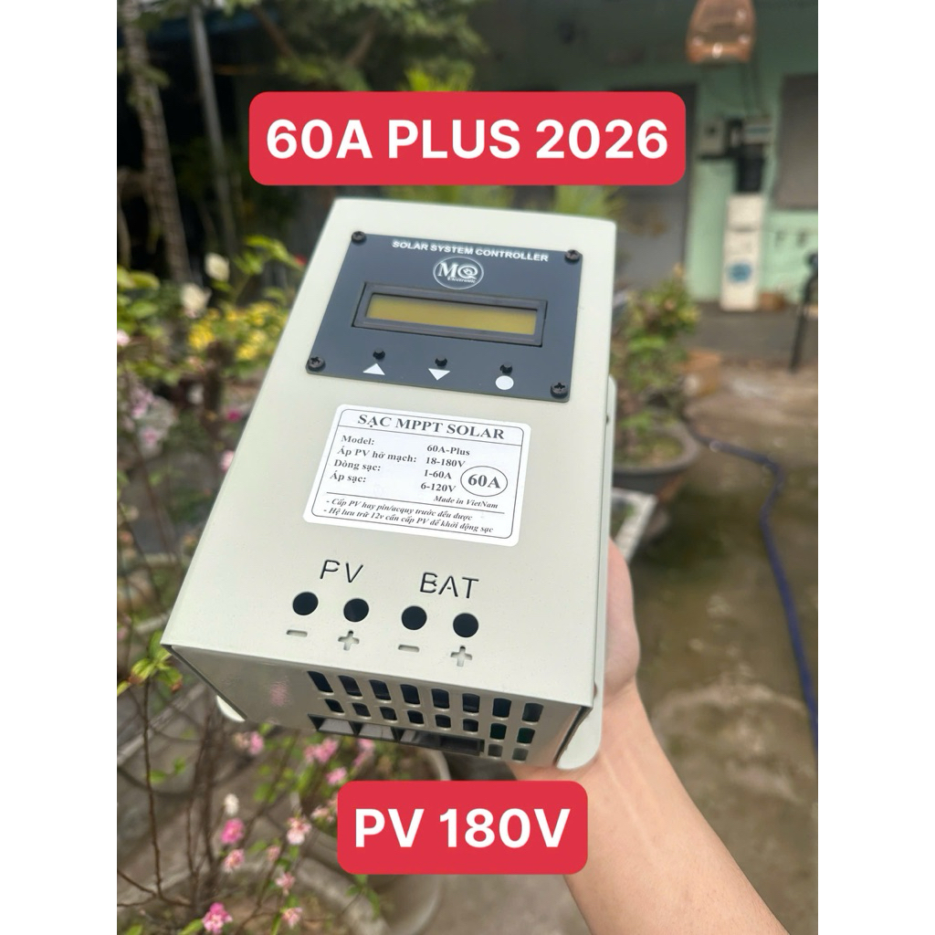 SẠC MPPT 60A PLUS bản 2026 áp 180V, cầu đấu 100A