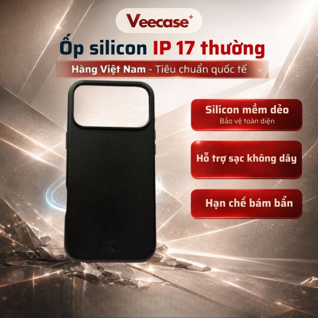 Ốp Da IP 17 Thường Có Nút Bấm Kim Loại Cao Cấp Màu Đen, Sang Trọng Bảo Vệ Toàn Diện Veecase
