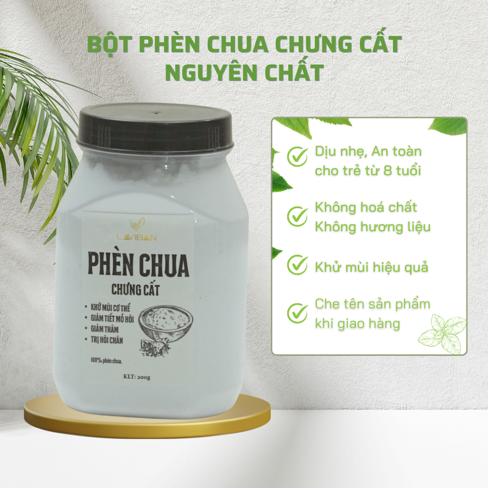 Bột Phèn Chua Chưng Cất Laviban - Khử Mùi Hôi Nách, Hôi Chân, Giảm Thâm & Mồ Hôi Hiệu Quả