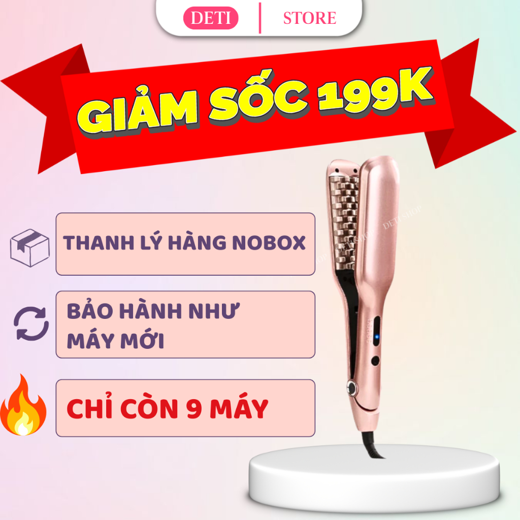 Máy tạo kiểu tóc đa năng DETI 2in1, bấm phồng chân tóc, uốn sóng nước hippie 32, dập xù, duỗi tóc th