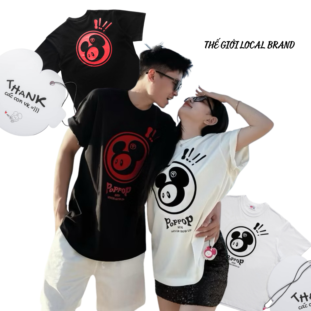 𝐏𝐎𝐏𝐏𝐎𝐏 𝐇𝐈𝐇𝐈 | ÁO THUN POPPOP HIHI MASCOT PP IN DECAN / 2 COLOR