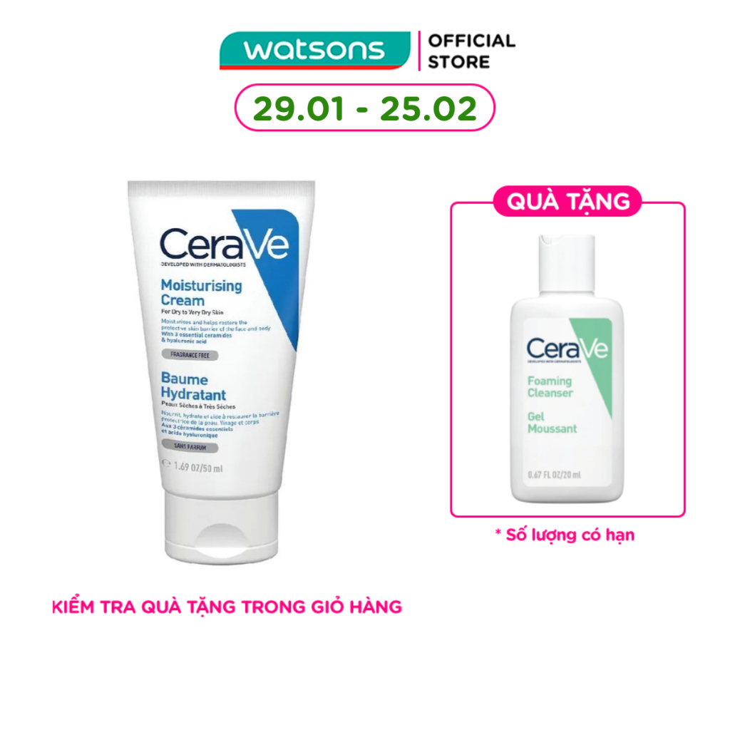 Kem Dưỡng Ẩm CeraVe Moisturising Cream Dành Cho Da Khô 50ml