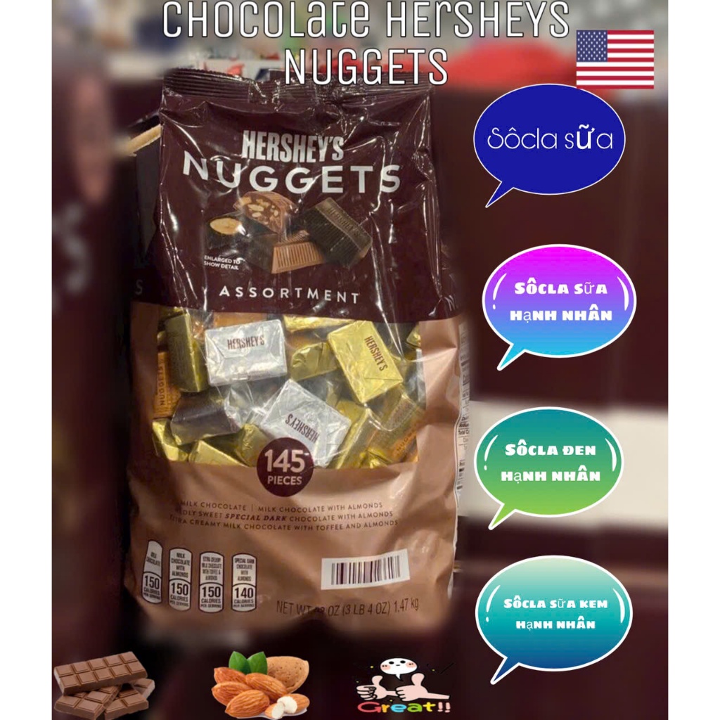 Kẹo socola Hershey Nugget (mỹ)