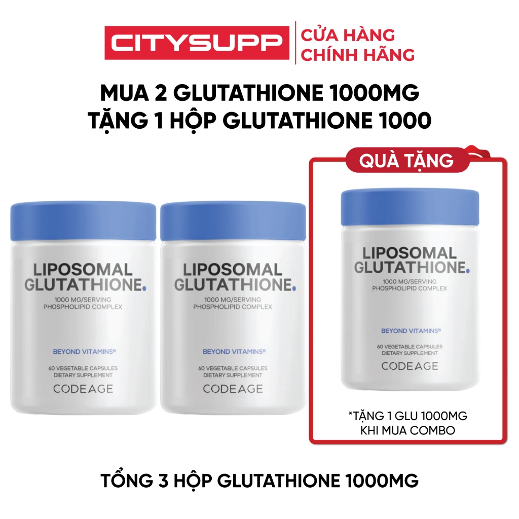 Viên Uống Bổ Sung Glutathione Codeage Liposomal Glutathione 1000mg (60 Viên) Chống Oxy Hóa, Đẹp Da
