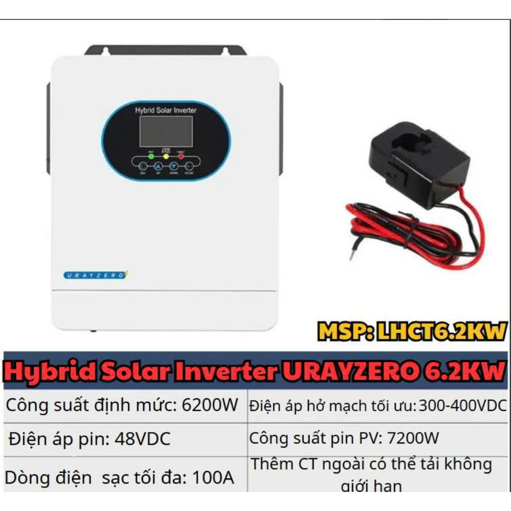 Hybrid Solar Inverter URAYZERO 48V 6200W - LHCT6.2KW