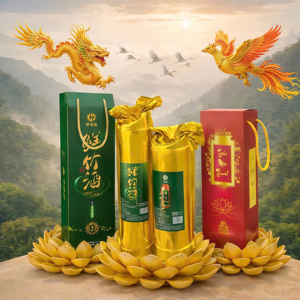 ỐNG TRE PHÚC KIẾN 2026 6 HỘP X 500 ML. QUÀ BIẾU TẾT SANG TRỌNG, TINH TẾ.