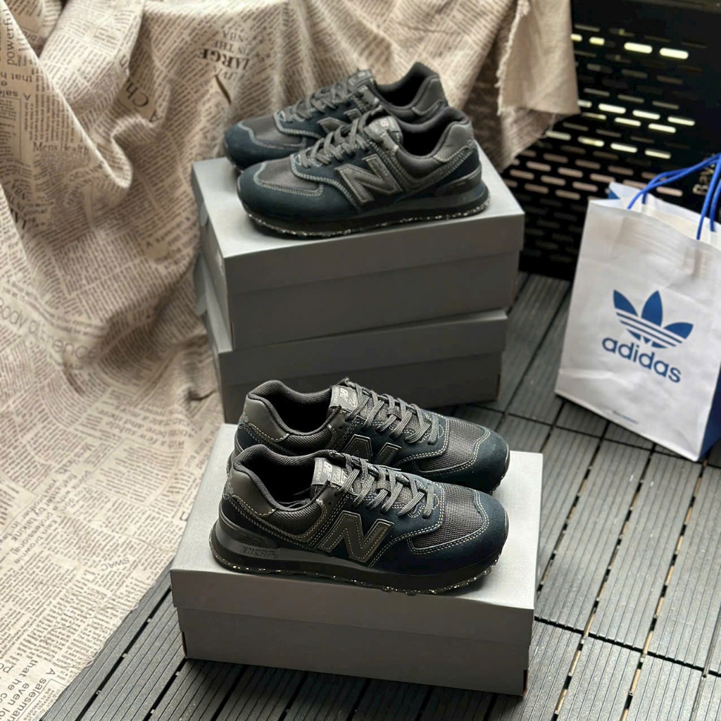 Giày thể thao sneaker Nam nữ màu full Đen 'NB 574 Triple Black', Size 36-44