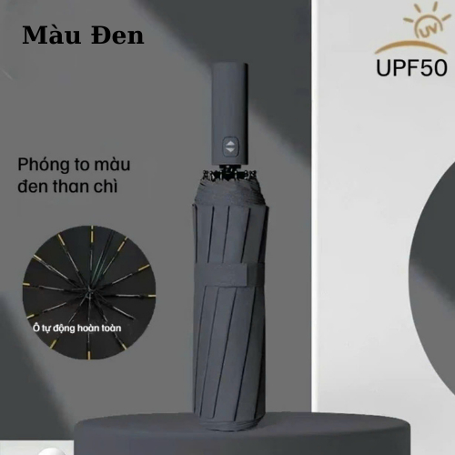 Ô dù tự động thông minh gấp gọn chỉ bằng 1 nút bấm, Ô che mưa, che nắng thiết kế 12 xương 24 nan kép chống tia uv 98%,