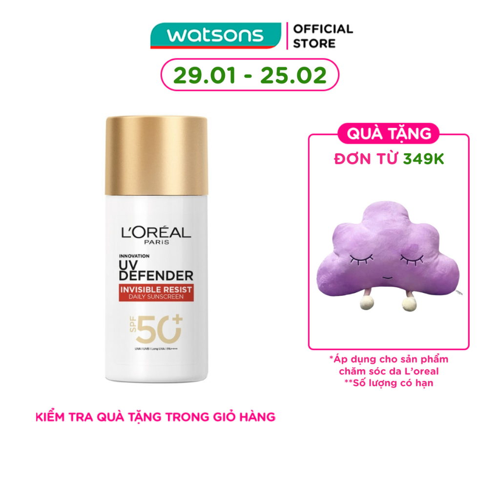 Sữa Chống Nắng Phổ Rộng L’Oreal Paris UV Defender Invisible Resist Fluid SPF 50+ PA++++ 50ml