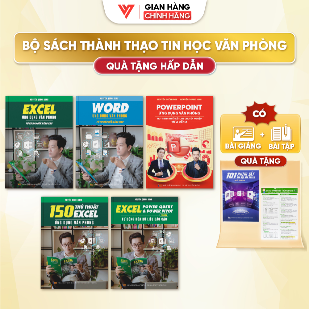 Combo 5 Sách Excel - Word - Powerpoint - 150 Thủ Thuật - Power Query & Pivot Thầy Nguyễn Quang Vinh