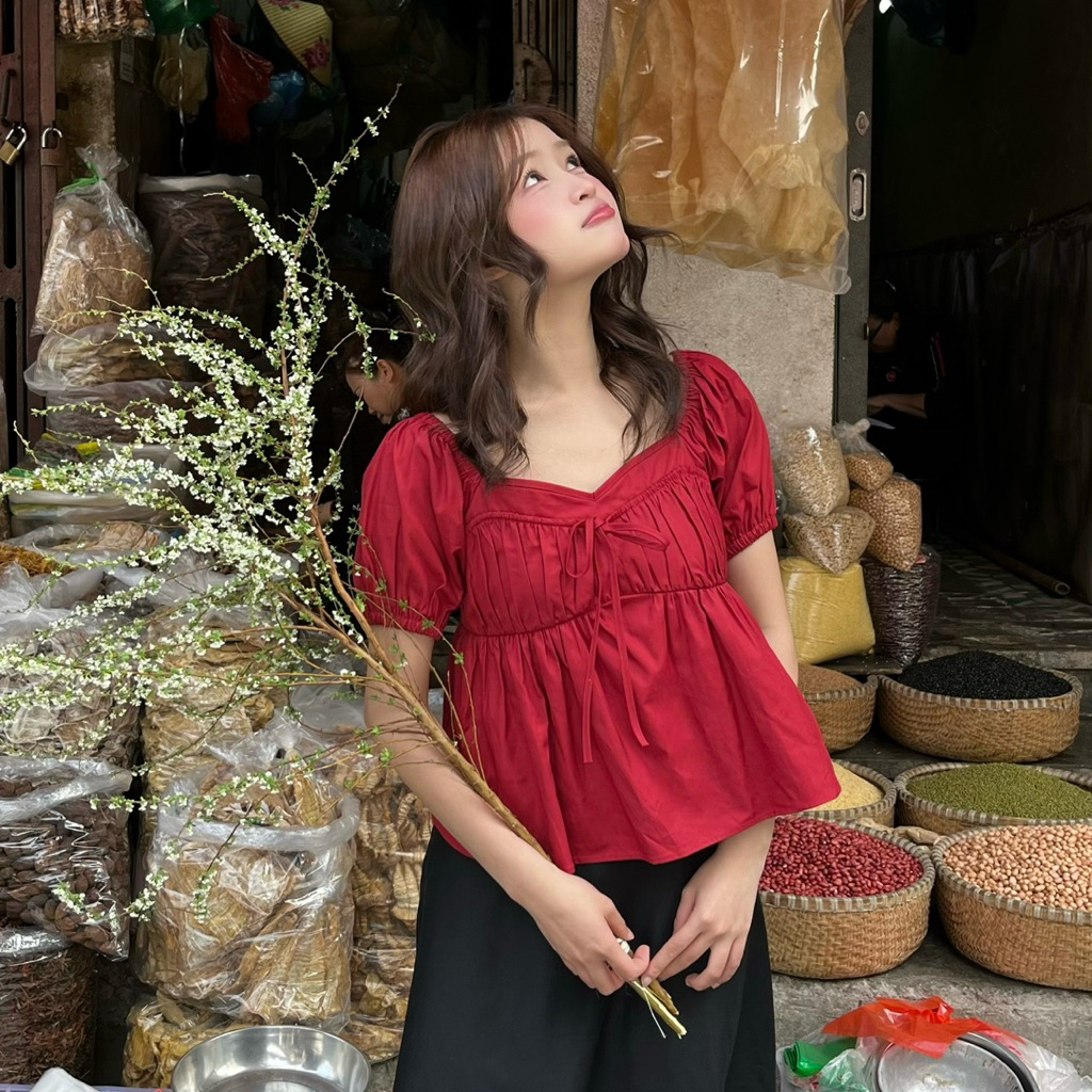 Sixi - Áo kiểu rút ngực cổ vuông Cara Top