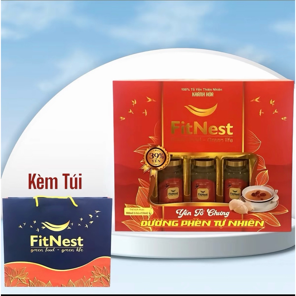 HỘP QUÀ 6 Lọ  FITNEST Yến Chưng Đường Phèn 39% - CÓ TÚI - HỖ TRỢ SỨC KHOẺ