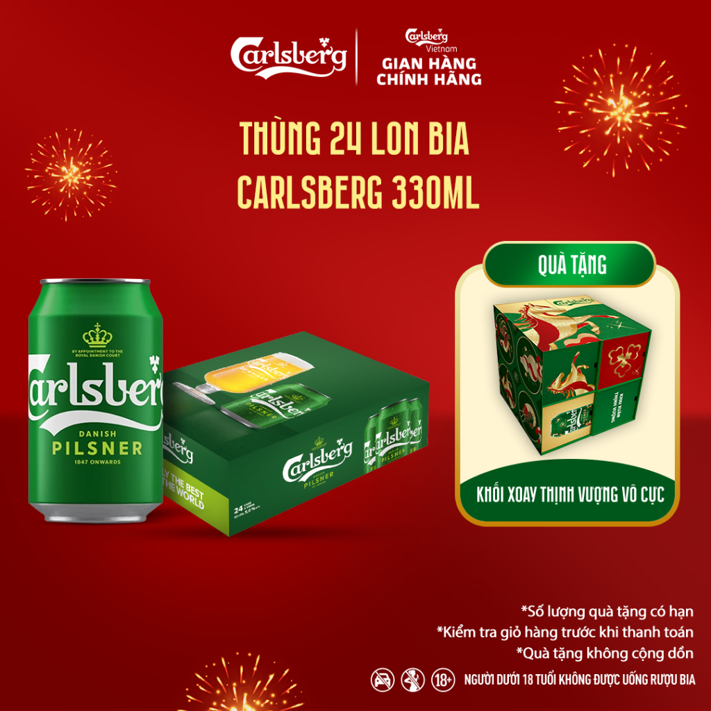 Thùng 24 lon Bia Danish Pilsner Carlsberg (330ml/lon) - Độ cồn 5%