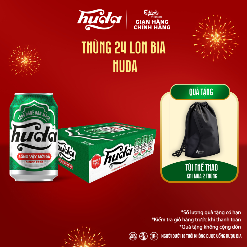 [LS] Thùng 24 lon Bia Lager Huda (330ml/lon) - Độ cồn 4.7%