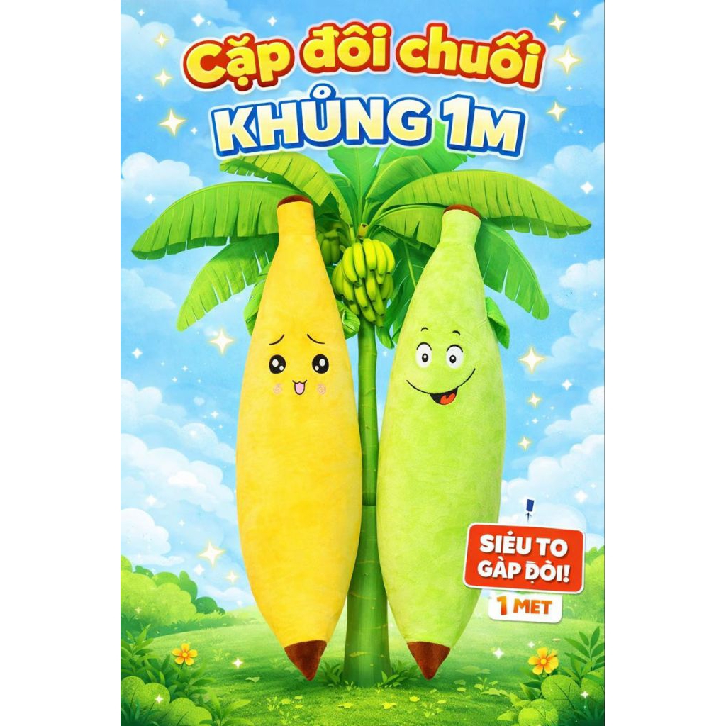 gối ôm gấu bông hình trái chuối 1m