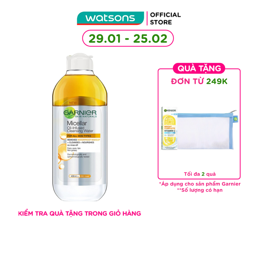 Nước Làm Sạch & Tẩy Trang Garnier Micellar Oil-Infused Cleansing Water 400ml