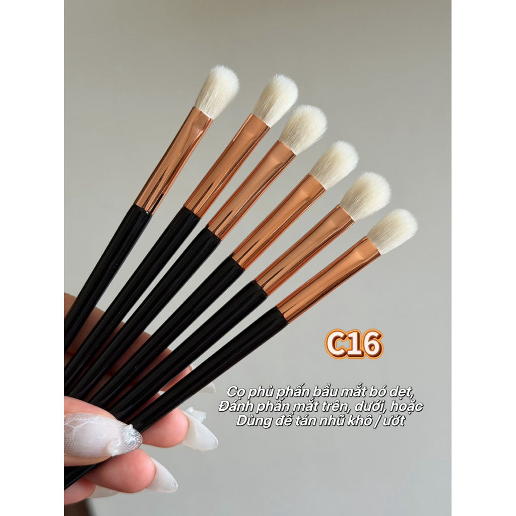 Cọ Trang Điểm C16 - Cọ Phủ Phấn Mắt bó Dẹt, Đánh Phấn Mắt Trên, Dưới Hoặc Dùng Để Tán Nhũ Khô/Ướt mã