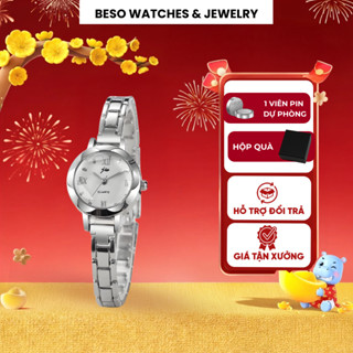 [Xả kho] Đồng Hồ Đeo Tay Nữ JW Beso Watch Mặt Tròn Dây Kim Loại Siêu Xinh Có Chống Nước