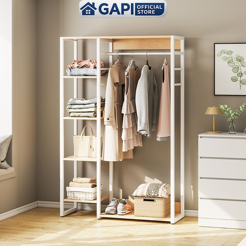 Giá treo quần áo GAPI kết hợp để đồ khung thép chống ghỉ sơn tĩnh điện - GM08