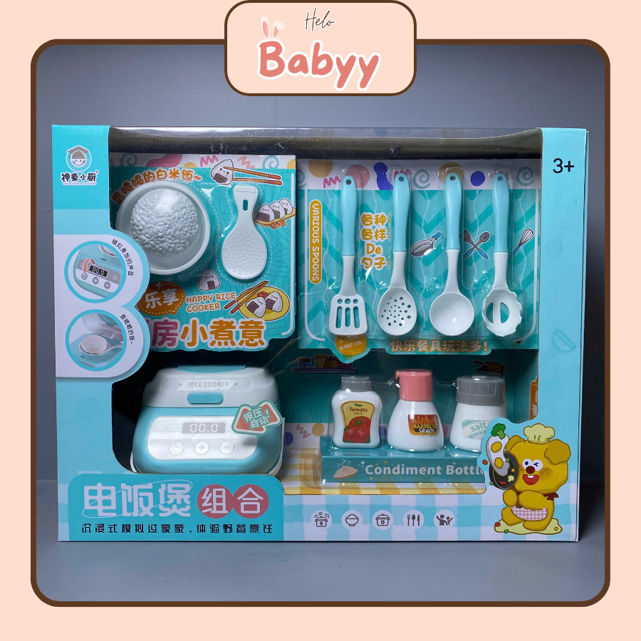 🍳 Bộ Đồ Chơi Nhà Bếp HOME KITCHEN Cho Bé, Đồ Chơi Nấu Ăn Có Dùng Pin Sáng Tạo - Helo Babyy 6688-29A