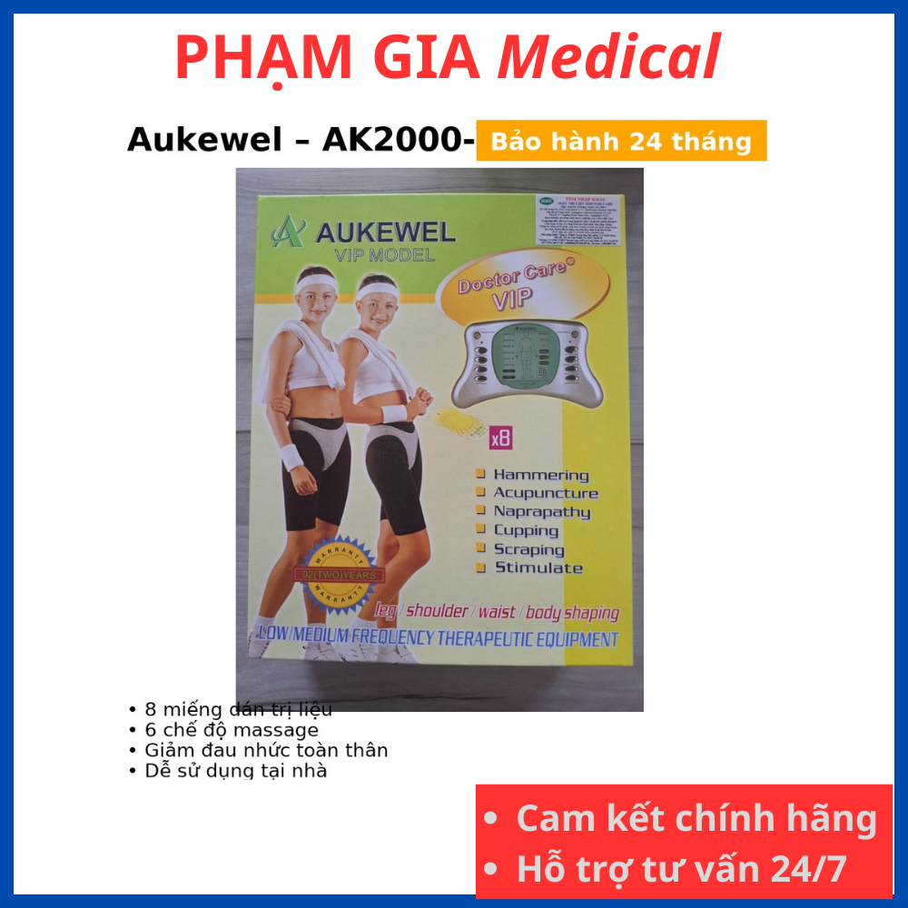 Máy xoa bóp trị liệu xung điện Aukewel AK2000-V – VIP Model – 8 miếng dán chính hãng ✅