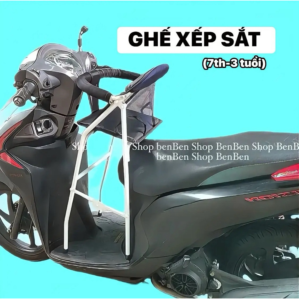 [SẮT] Ghế SẮT Xếp Gọn đi xe Tay ga cho bé 7th-3 tuổi.Chịu lực 20kg