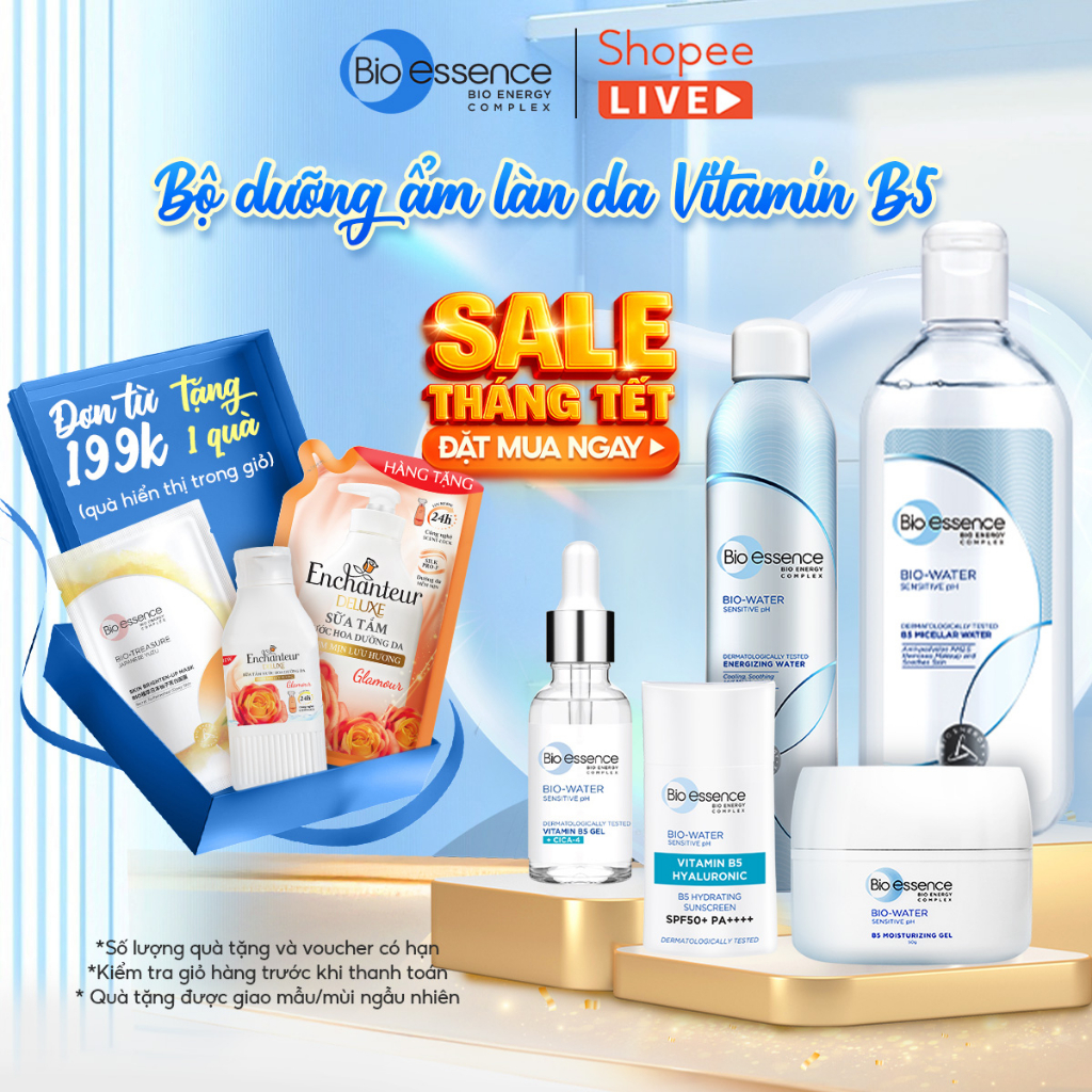 Bio-essence Vitamin B5 – Dưỡng Ẩm Làm Dịu Da: Tinh Chất Serum, Kem Dưỡng, Xịt Khoáng, Tẩy Trang, Kem