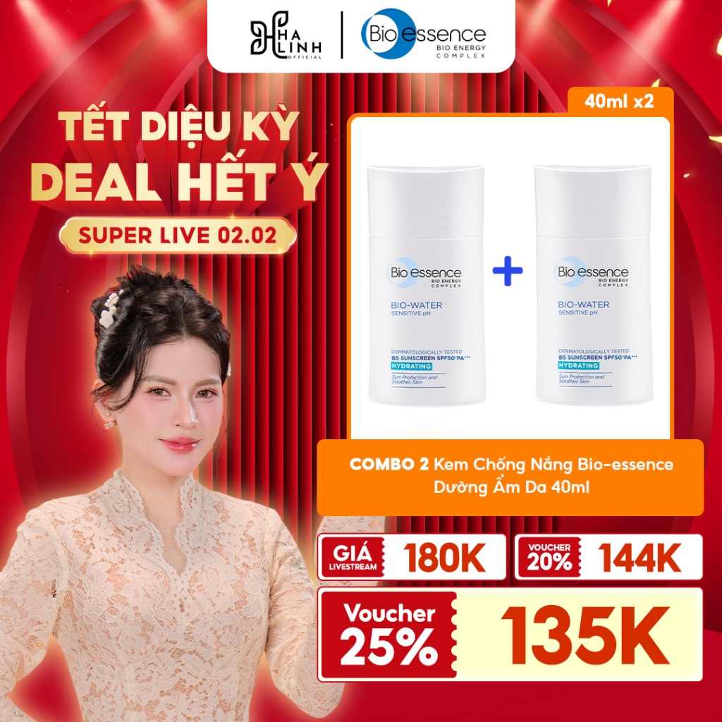 [VHL x Bio-essence] COMBO 2 Kem chống nắng dưỡng ẩm Bio-water Bio-essence B5 SPF 50 PA+++