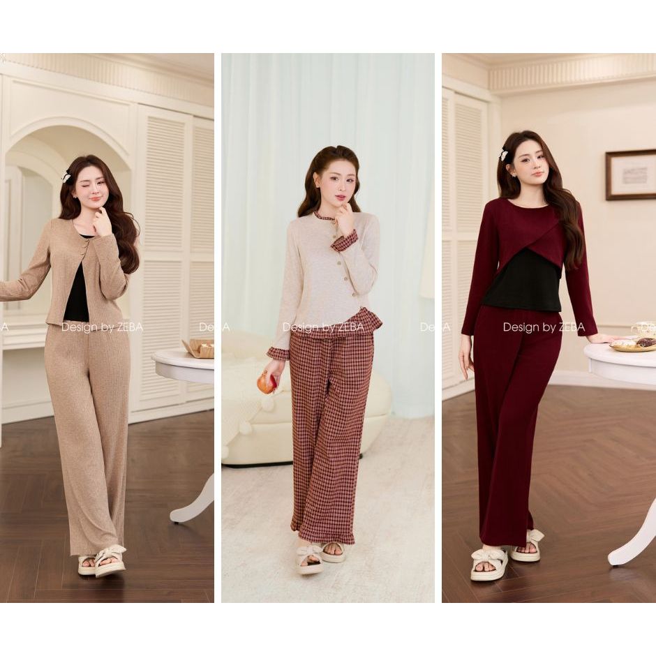 B𝗼̣̂ mặc nhà thu đông C𝘂̉𝗮 ZEBA Design cao cấp thiết kế phong cách thanh lịch, sang trọng.