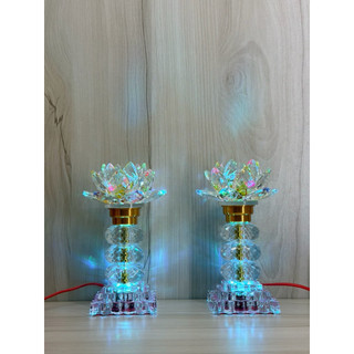 ĐÈN THỜ PHA LÊ HOA SEN CHÂU TRÒN (MỘT CẶP)