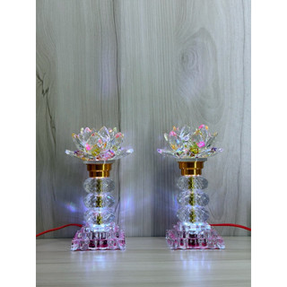 ĐÈN THỜ PHA LÊ HOA SEN CHÂU TRÒN (MỘT CẶP)