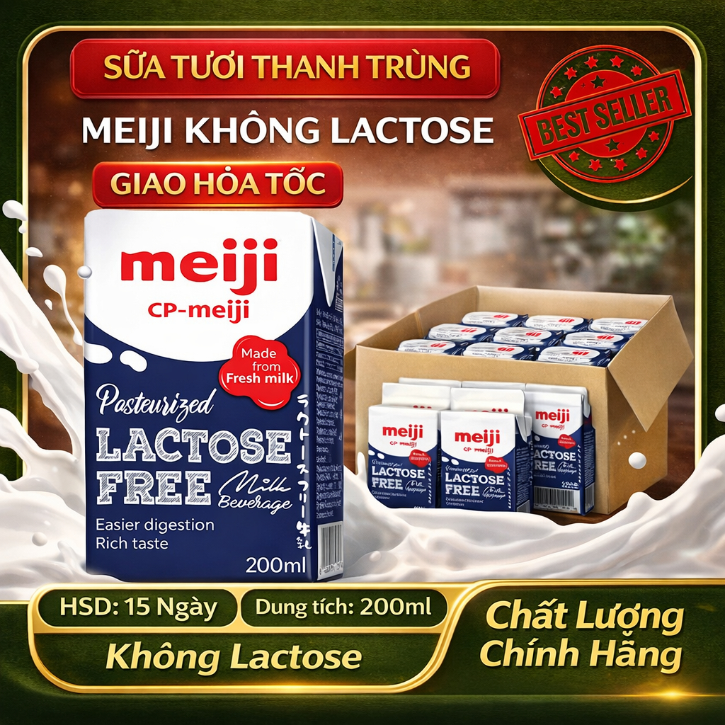 [Trending New] Sữa Tươi Thanh Trùng Meiji Không Lactose 200ml Đại Lý Chính Hãng