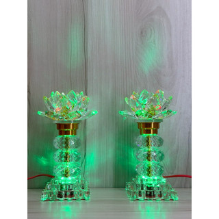 ĐÈN THỜ PHA LÊ HOA SEN CHÂU TRÒN (MỘT CẶP)