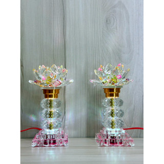 ĐÈN THỜ PHA LÊ HOA SEN CHÂU TRÒN (MỘT CẶP)