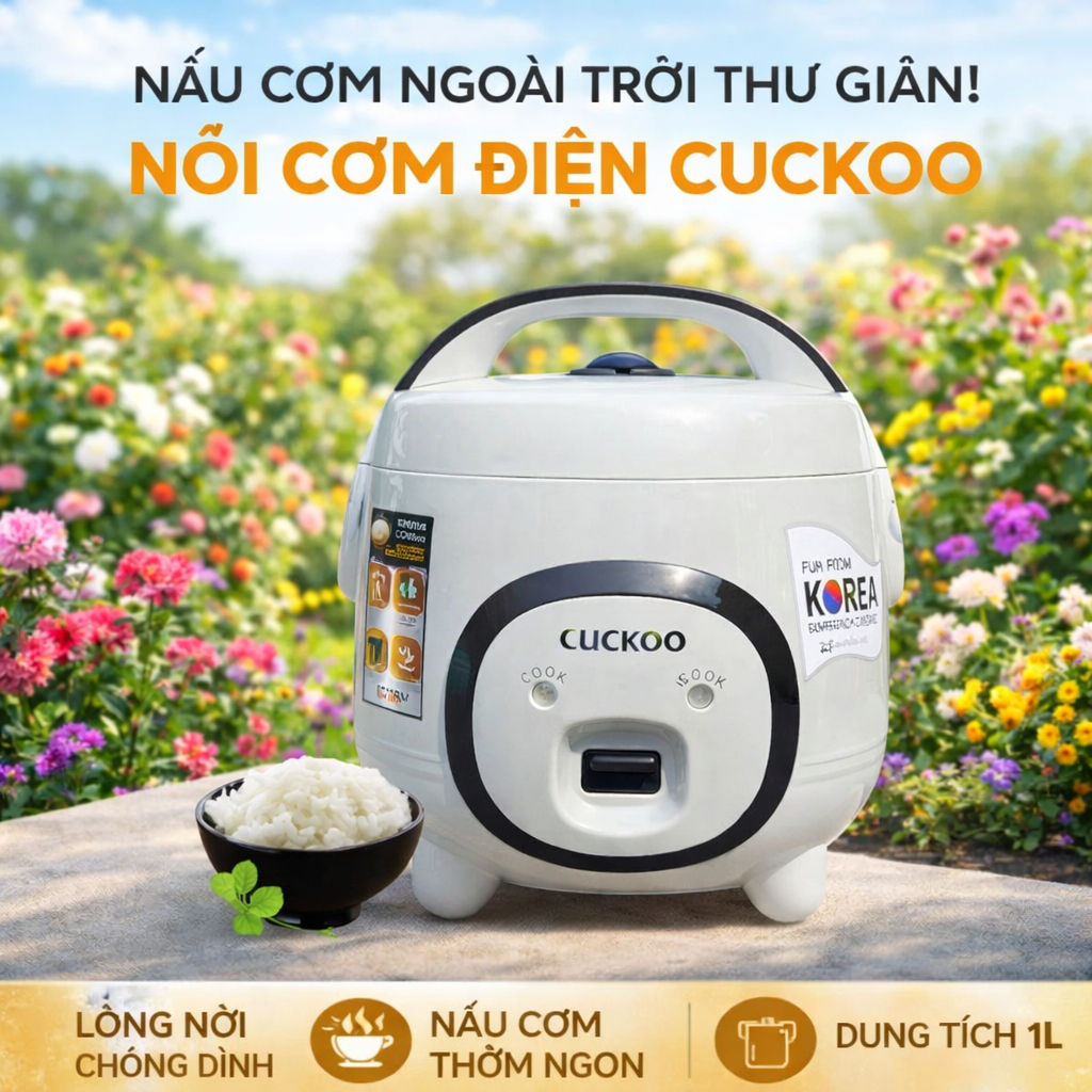 Nồi Cơm Điện Mini CUCKOO Hàn Quốc - 1L, 1.2L, 1.8L Thiết Kế Tinh Tế, Nấu Cơm Ngon, Tiết Kiệm Điện, Dễ Dàng Vệ Sinh