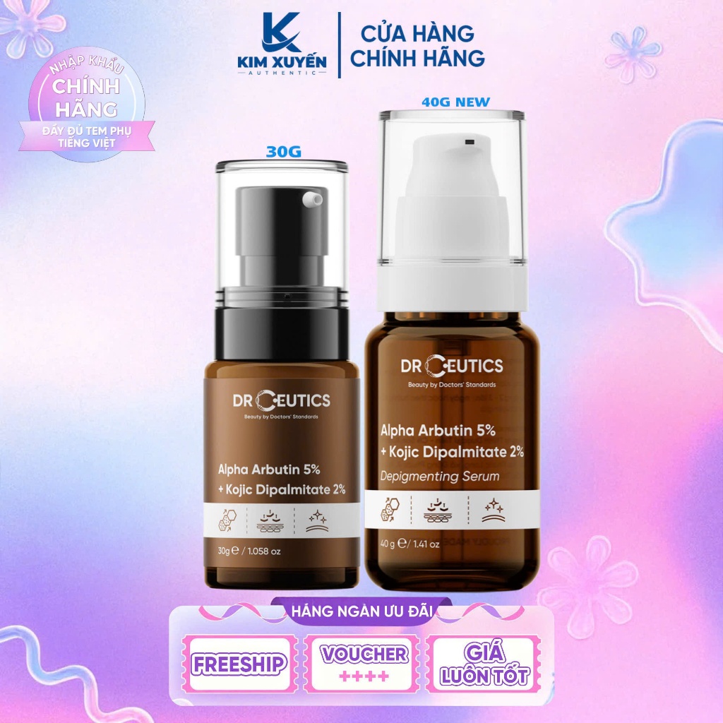 [ARB] Serum Dr Ceutics Alpha Arbutin 5% + Kojic Dipalmitate 30G/40G