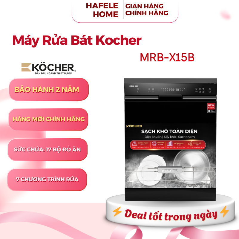 Máy Rửa Bát Kocher X15B – Sấy Extra Plus Drying – Tự Động Vệ Sinh Máy – EEH