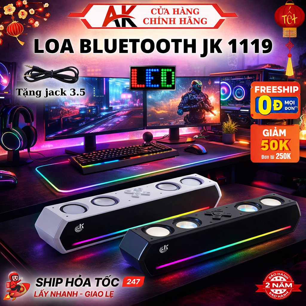 Loa Bluetooth JK-1119 Âm Thanh Cực Hay, Loa Để Bàn, Nghe Nhạc, Chơi Game, Bảo Hành 2 Năm