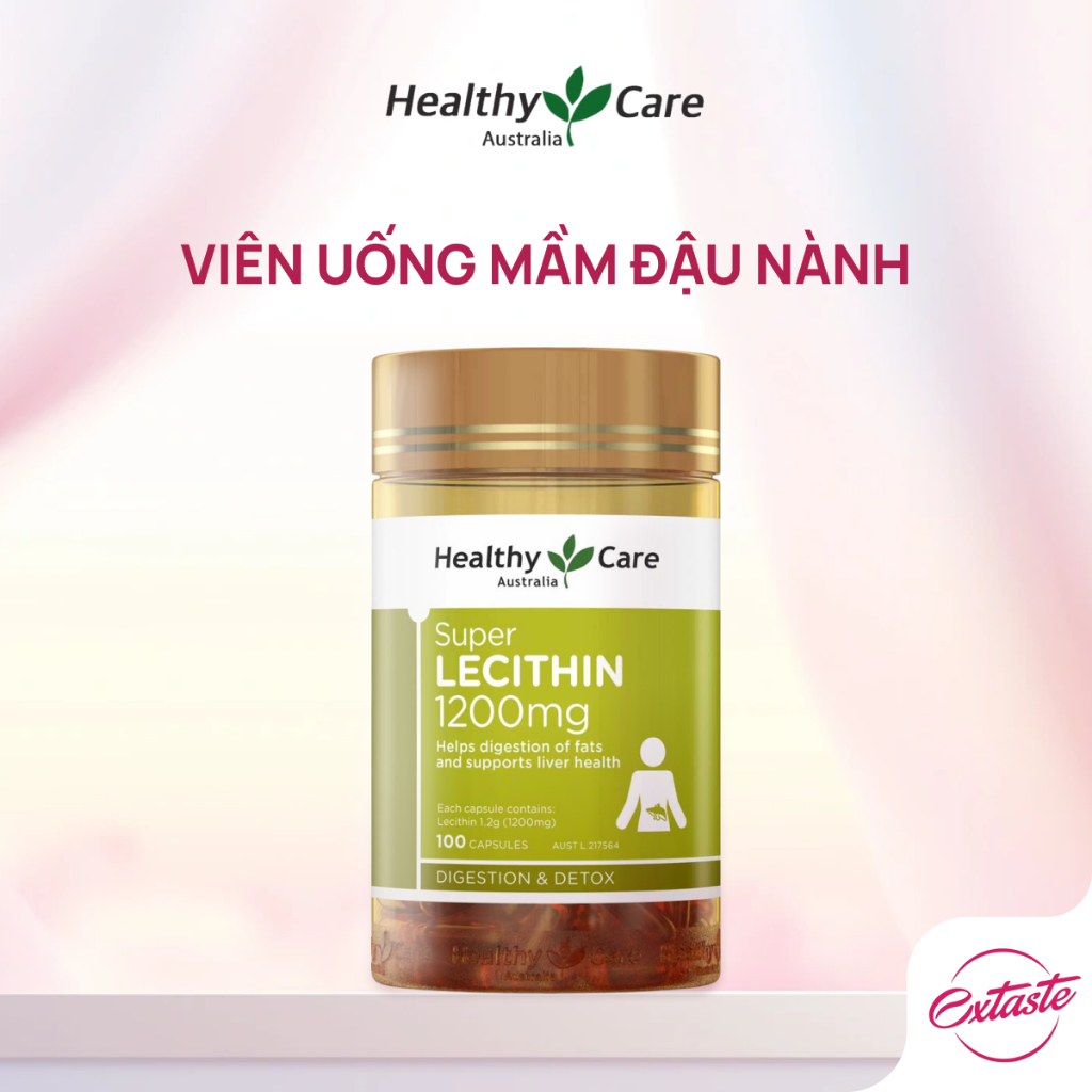 [CHÍNH HÃNG] Mầm đậu nành Healthy Care Super Lecithin 1200mg 100 viên hàng chính hãng Úc giúp điều h