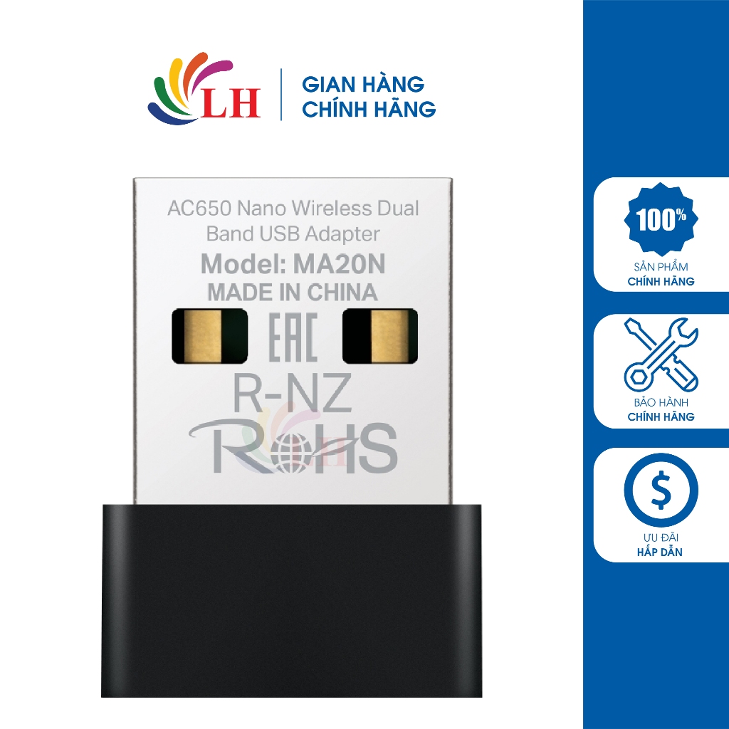 USB Wifi Mercusys AC650 Nano Wireless Dual Band MA20N - Hàng chính hãng