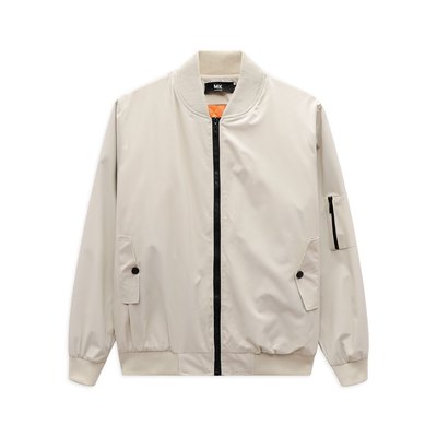 Áo Khoác Nam Bomber Empo màu Be MK CLEVER Chất liệu vải Gió trần bông, cản gió giữ nhiệt tốt, form dáng trẻ trung