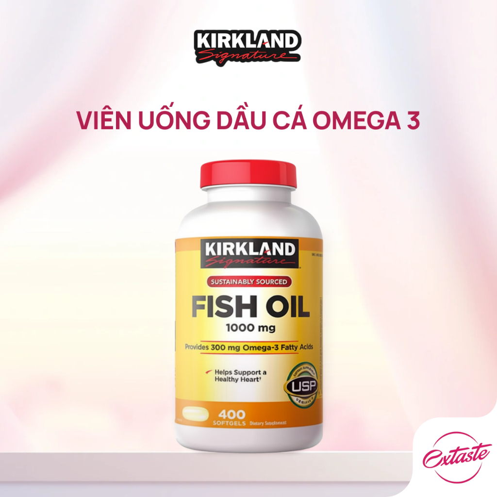 [CHÍNH HÃNG] Viên uống dầu cá Omega 3 Kirkland Signature 1000mg 400 viên giúp khoẻ tim tăng thị lực