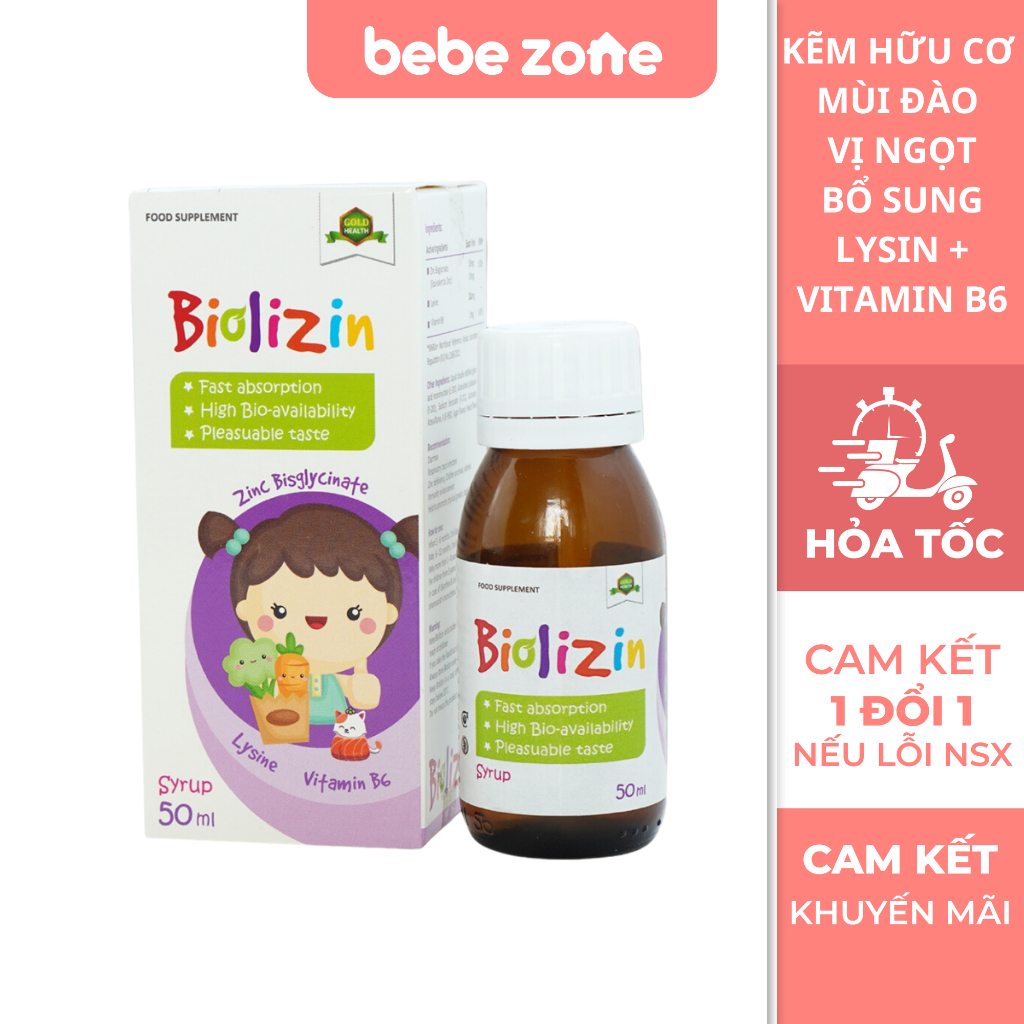 [Quà xinh] Kẽm Cho Bé Biolizin bổ sung Kẽm + Lysine & Vitamin B6 - Hỗ trợ ăn ngon, tăng đề kháng
