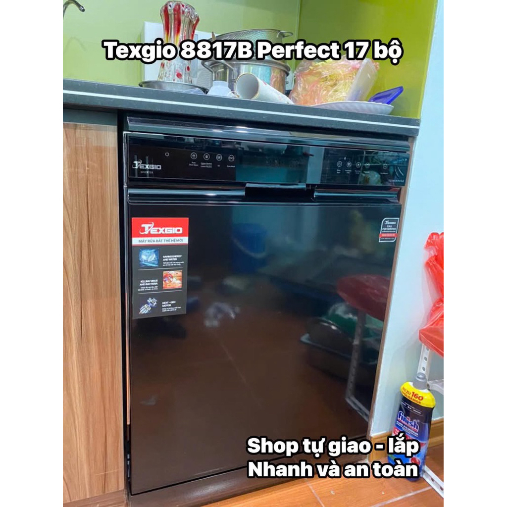 Máy rửa bát Texgio 8817B dung tích 17 bộ 3 giàn sấy khí tươi hé cửa tự động