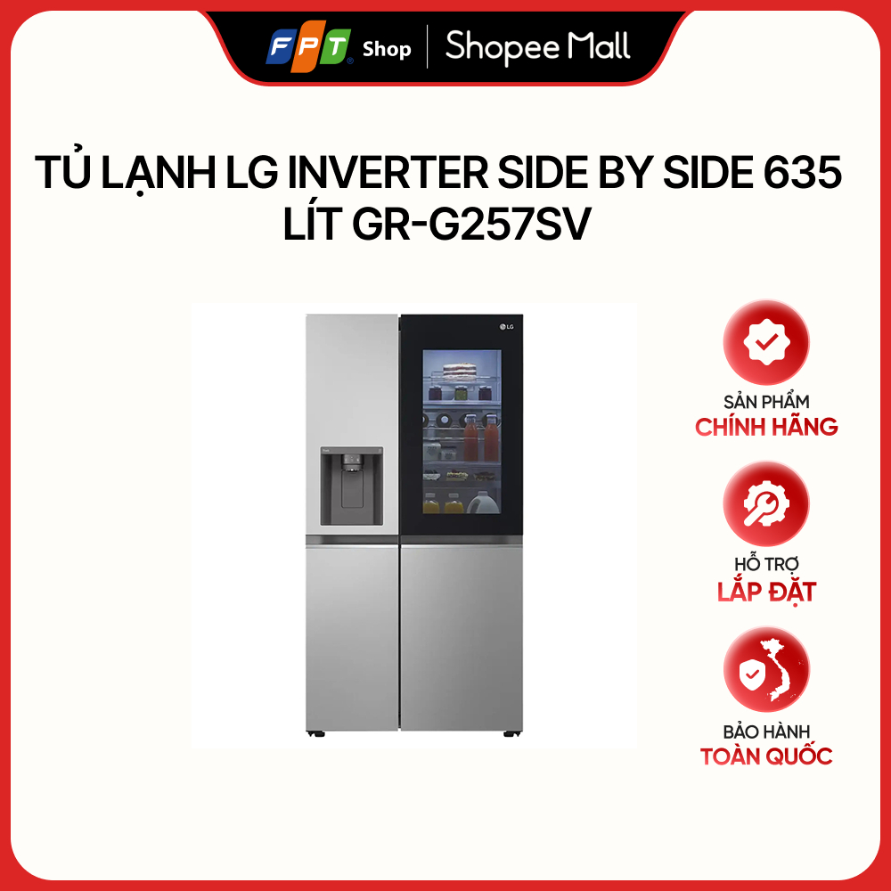[HÀNG CHÍNH HÃNG] Tủ lạnh LG Inverter Side by Side 635 lít GR-G257SV