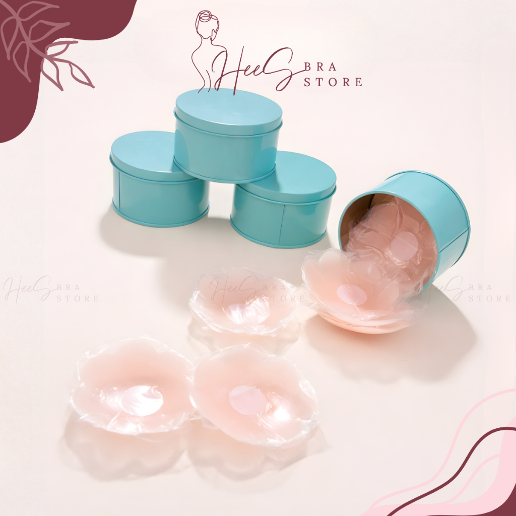 Miếng dán ngực silicon dán ti Hộp 5 cặp sử dụng nhiều lần HeeS999